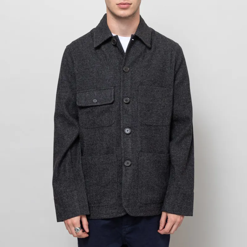 Universal Works Mens Merchant Jacket Grey Anders Wool Upcycled
