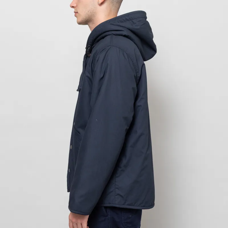 Universal Works Reversible Simple Hooded Jacket Navy Sand Recycled Poly Tech Sherpa-4