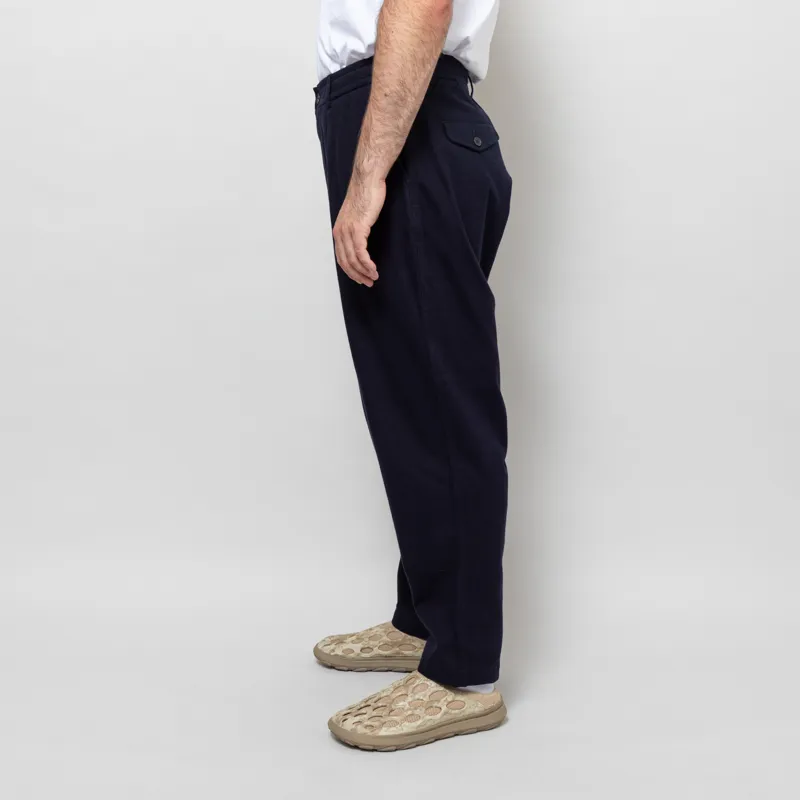 Universal Works Pleated Track Pant Navy Brushed Moleskin-2