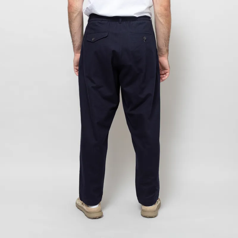 Universal Works Pleated Track Pant Navy Brushed Moleskin-3