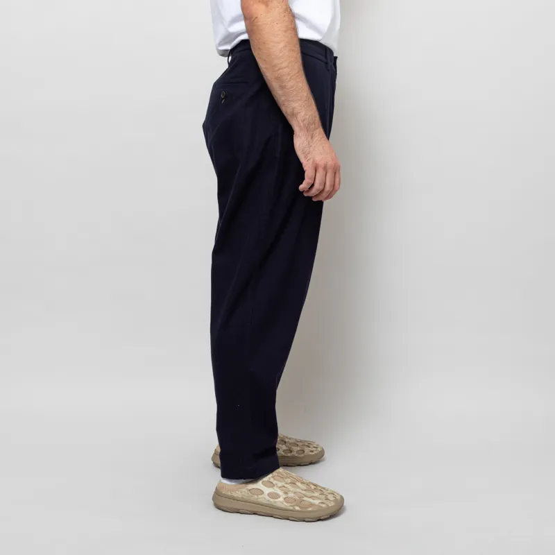 Universal Works Pleated Track Pant Navy Brushed Moleskin-4