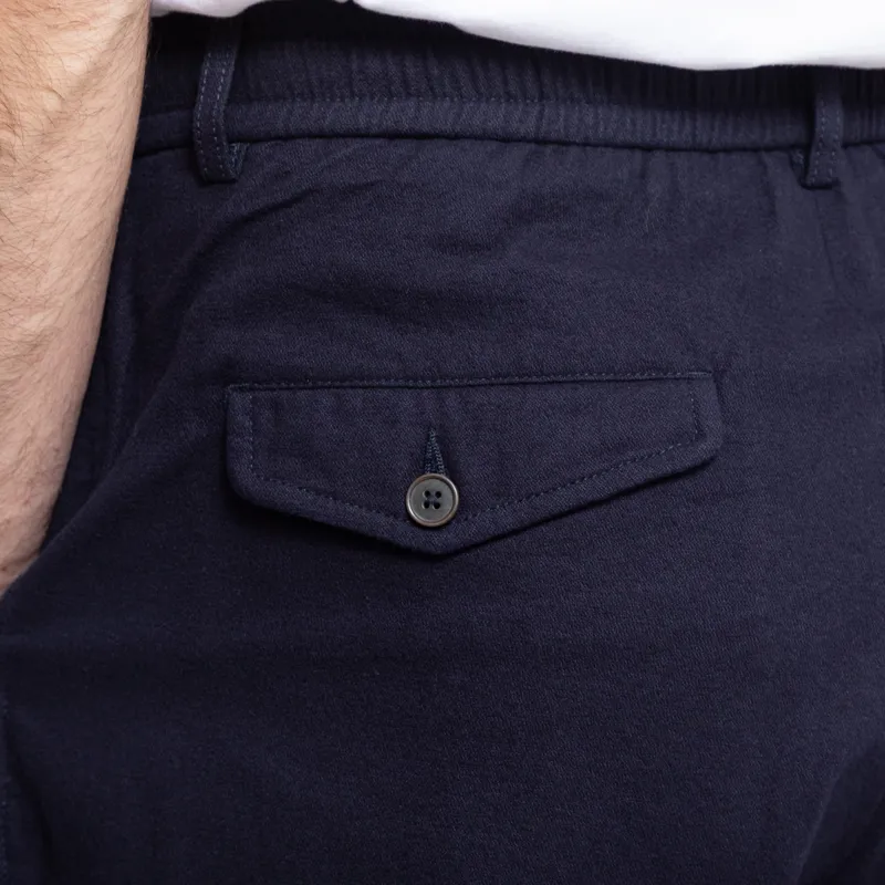Universal Works Pleated Track Pant Navy Brushed Moleskin-8