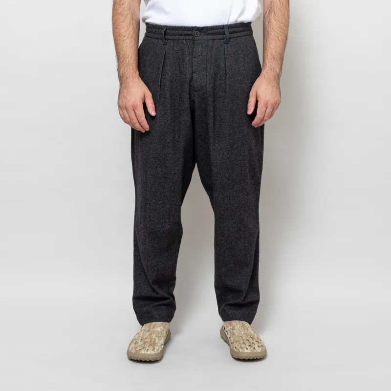 Universal Works Mens Pleated Track Pant Grey Anders Wool Upcycled