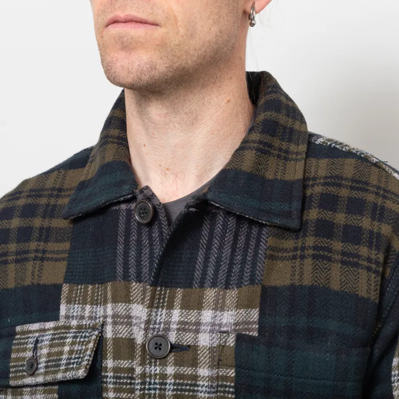 Universal Works Dockside Jacket Green Japanese Patchwork-5