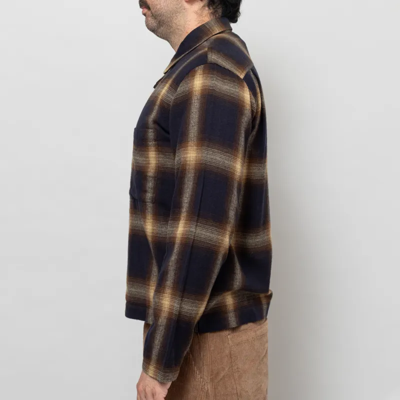 Universal Works Zip Shirt Navy Canyon Check-2
