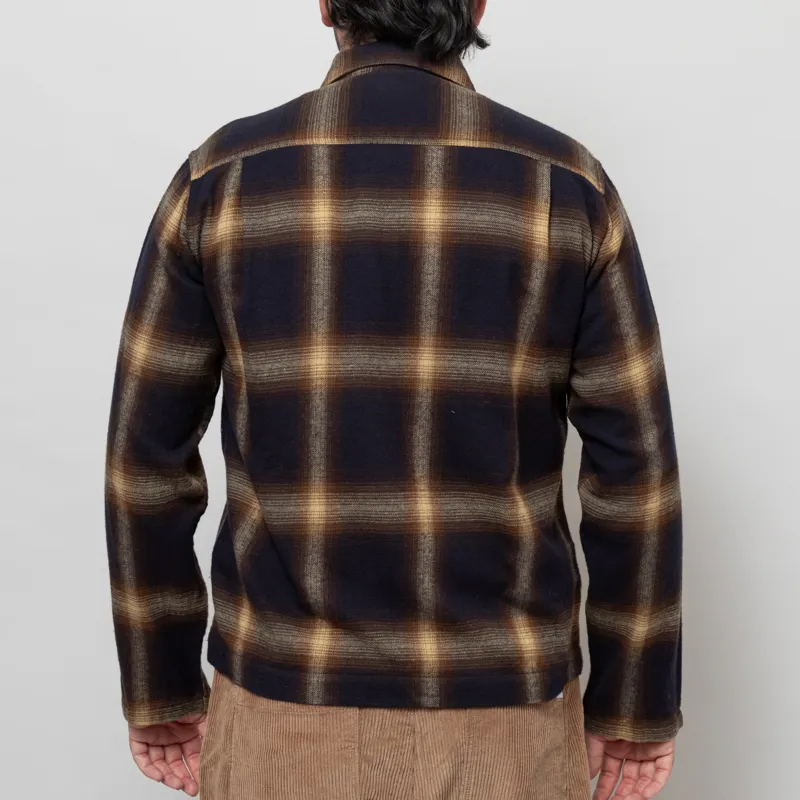 Universal Works Zip Shirt Navy Canyon Check-3