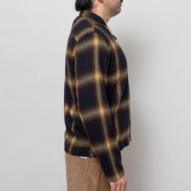 Universal Works Zip Shirt Navy Canyon Check-4