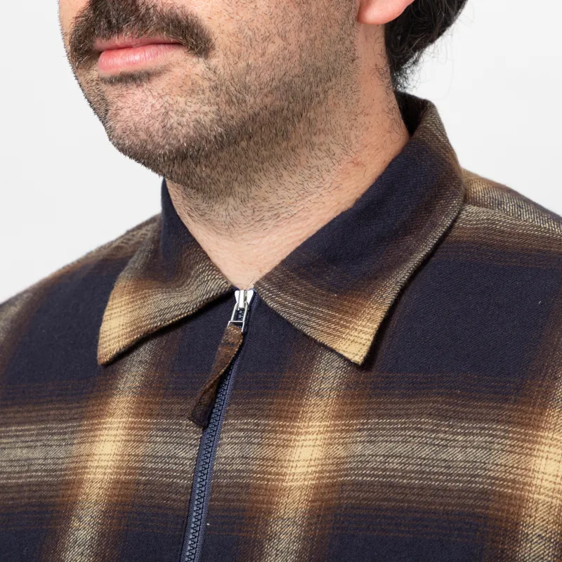 Universal Works Zip Shirt Navy Canyon Check-5