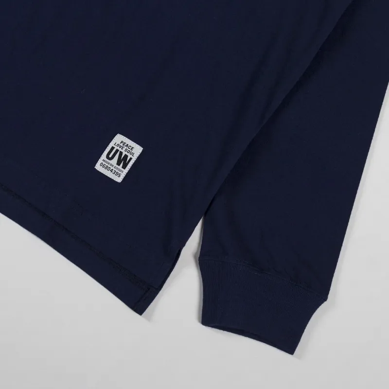 Universal Works Long Sleeve Core T Shirt Navy Single Jersey-3