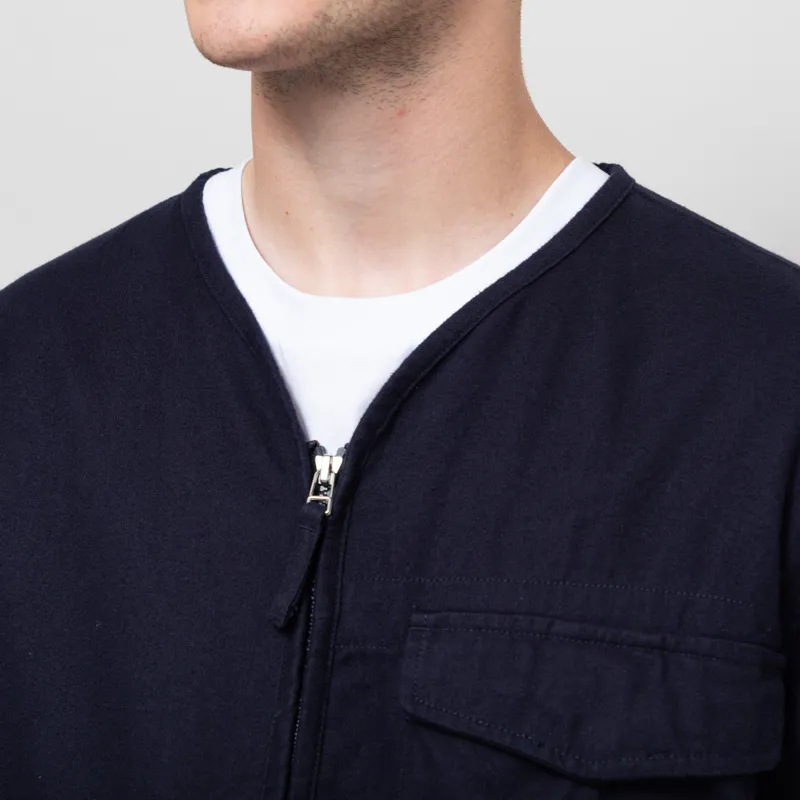 Universal Works Parachute Liner Jacket Navy Brushed Moleskin-5