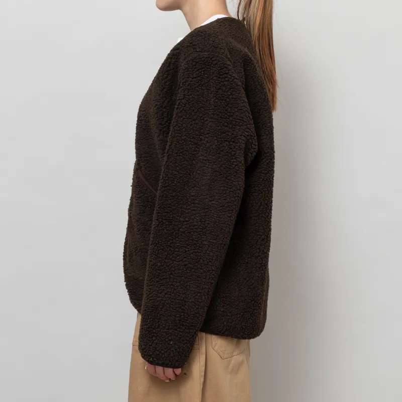 Universal Works Womens Zip Liner Jacket Brown Galaxy Fleece-2