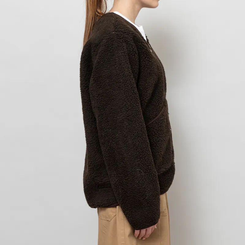 Universal Works Womens Zip Liner Jacket Brown Galaxy Fleece-4