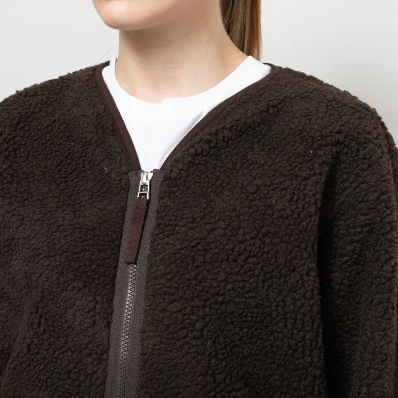 Universal Works Womens Zip Liner Jacket Brown Galaxy Fleece-5