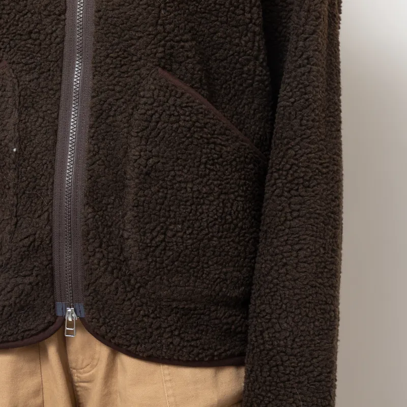 Universal Works Womens Zip Liner Jacket Brown Galaxy Fleece-7