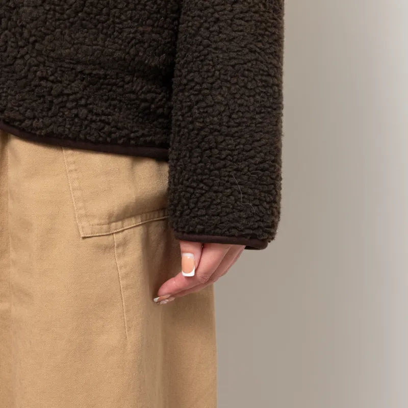 Universal Works Womens Zip Liner Jacket Brown Galaxy Fleece-8