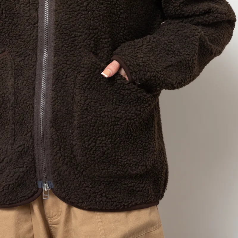 Universal Works Womens Zip Liner Jacket Brown Galaxy Fleece-6