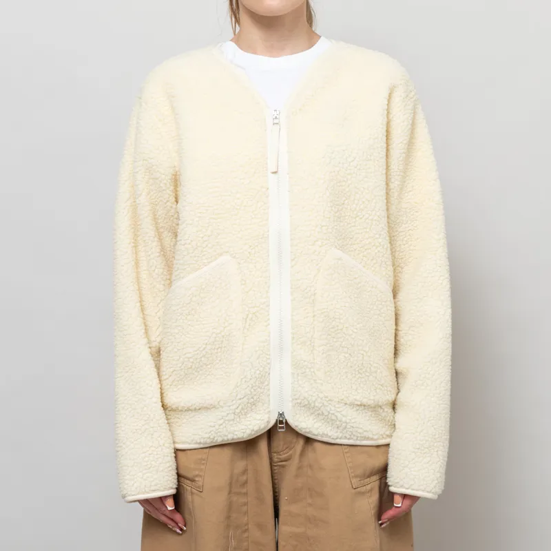 Universal Works Womens Zip Liner Jacket Ecru Galaxy Fleece