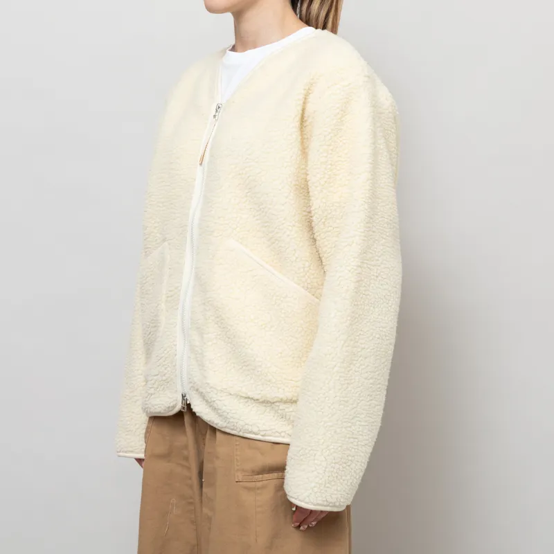 Universal Works Womens Zip Liner Jacket Ecru Galaxy Fleece-1