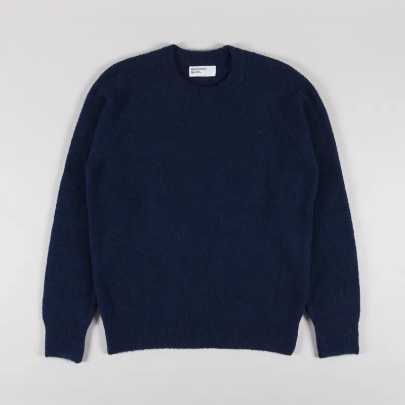 Universal Works Lyon Crew Navy Alpaca Knit
