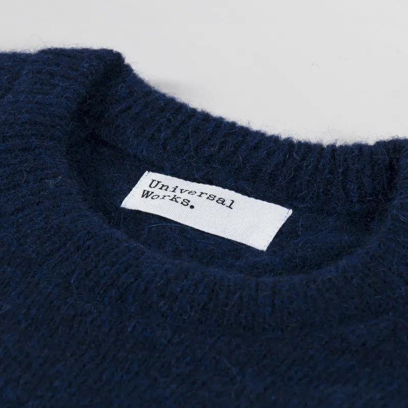 Universal Works Lyon Crew Navy Alpaca Knit-4