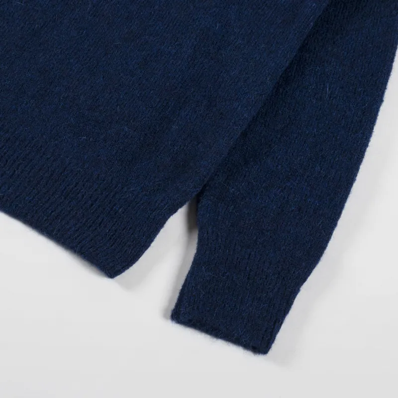 Universal Works Lyon Crew Navy Alpaca Knit-6