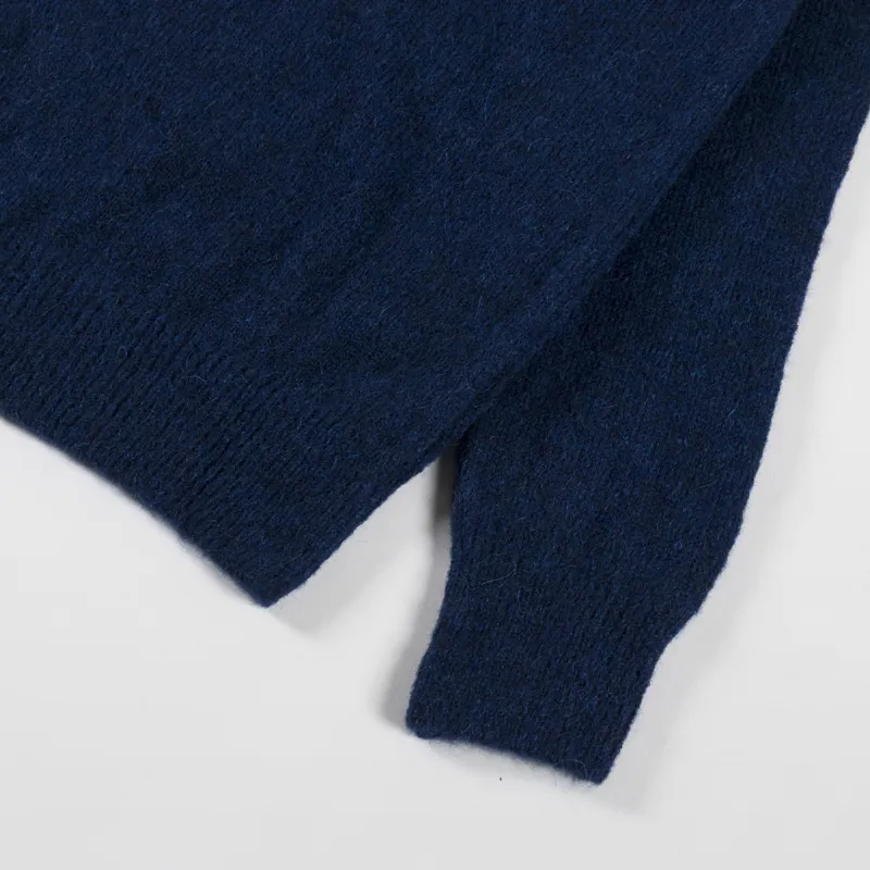Universal Works Lyon Crew Navy Alpaca Knit-5