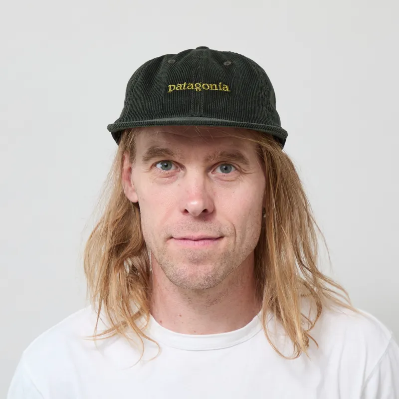 Patagonia Corduroy Cap Text Logo Old Growth Green-2