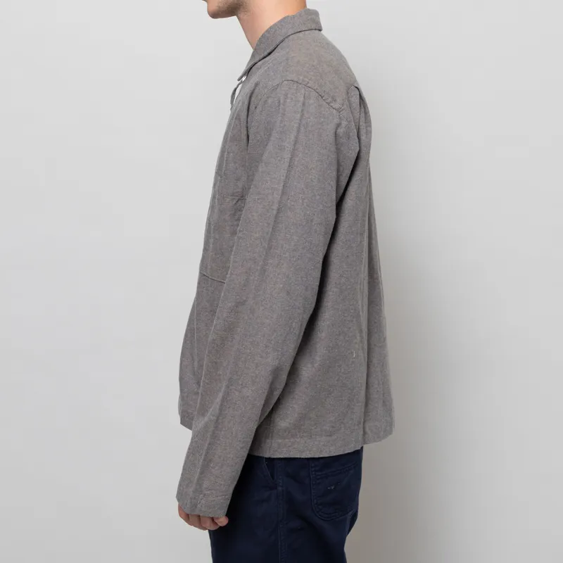 Universal Works Zip Shirt Brown Brushed Flannel-2