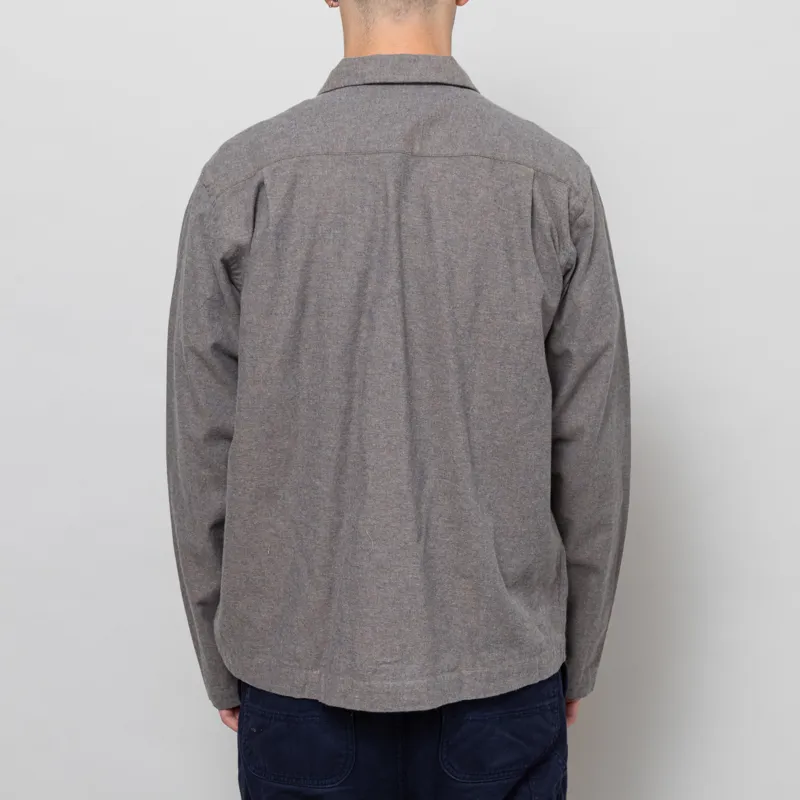 Universal Works Zip Shirt Brown Brushed Flannel-3