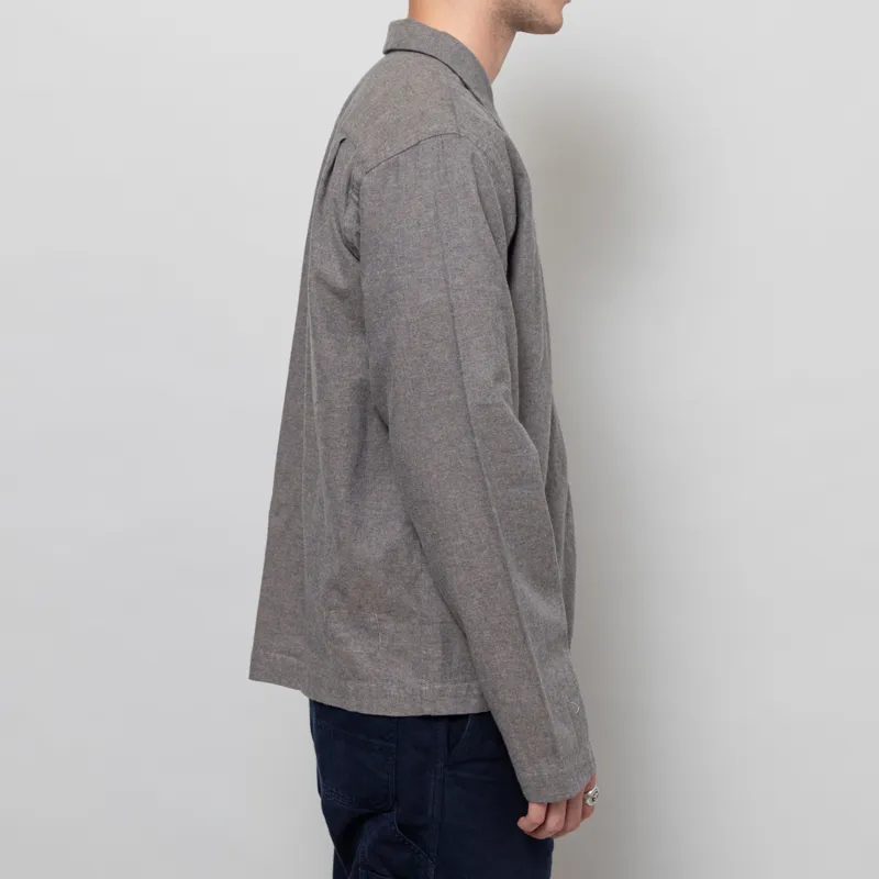 Universal Works Zip Shirt Brown Brushed Flannel-4