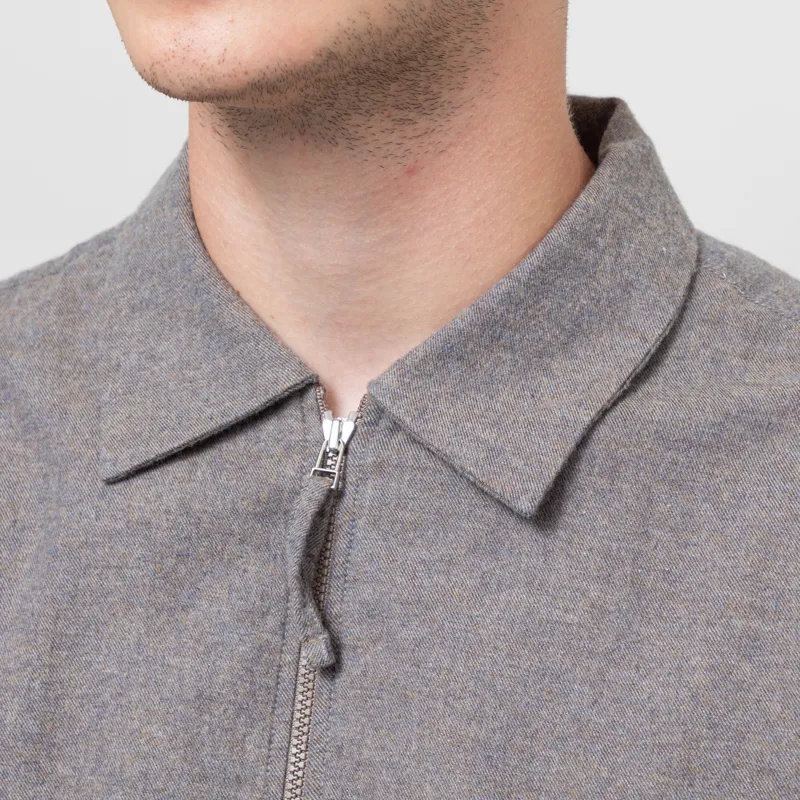 Universal Works Zip Shirt Brown Brushed Flannel-5