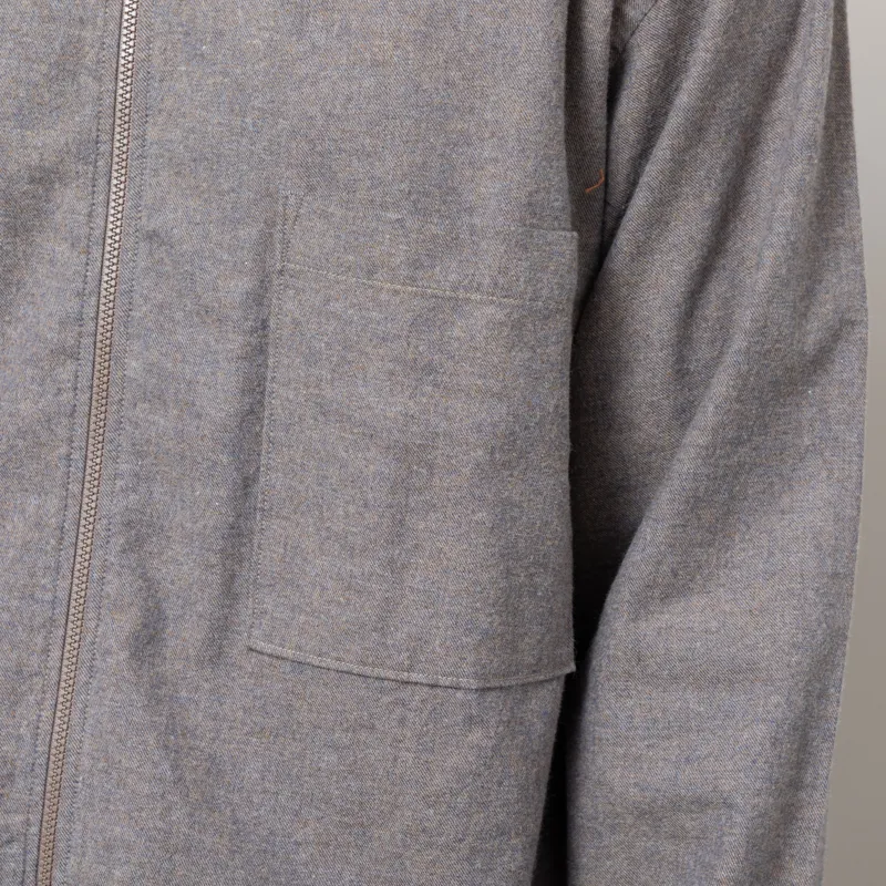 Universal Works Zip Shirt Brown Brushed Flannel-6