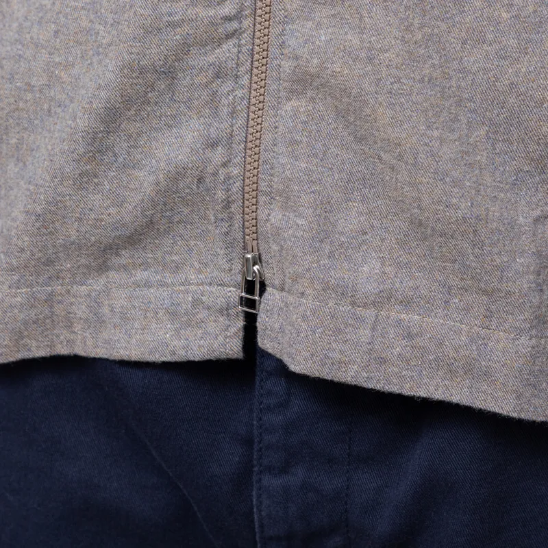 Universal Works Zip Shirt Brown Brushed Flannel-7