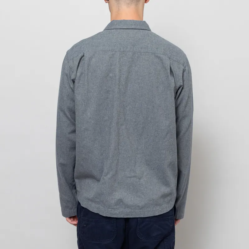 Universal Works Zip Shirt Navy Brushed Flannel-3