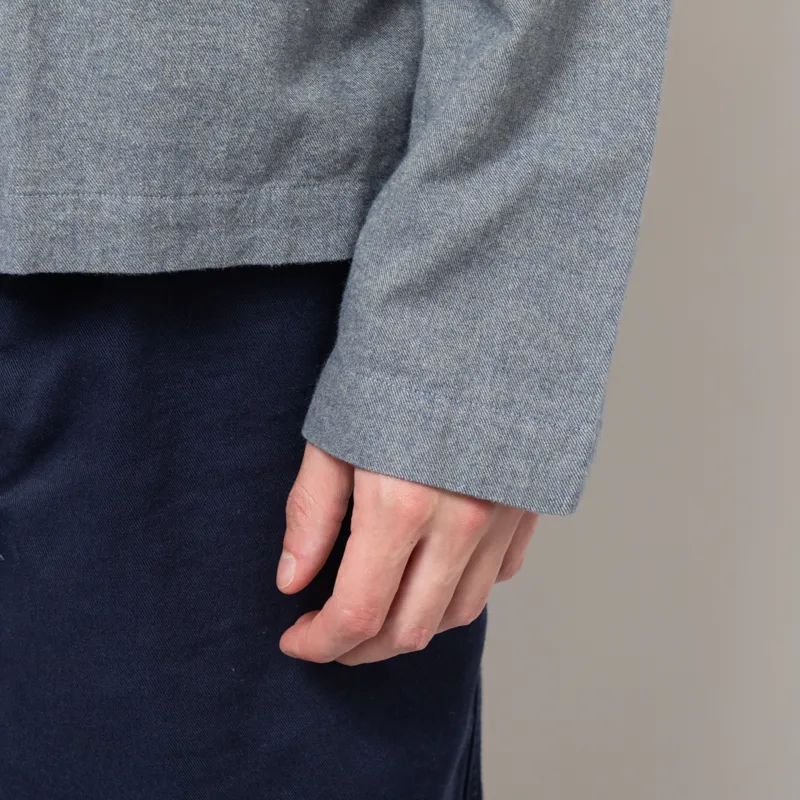 Universal Works Zip Shirt Navy Brushed Flannel-8