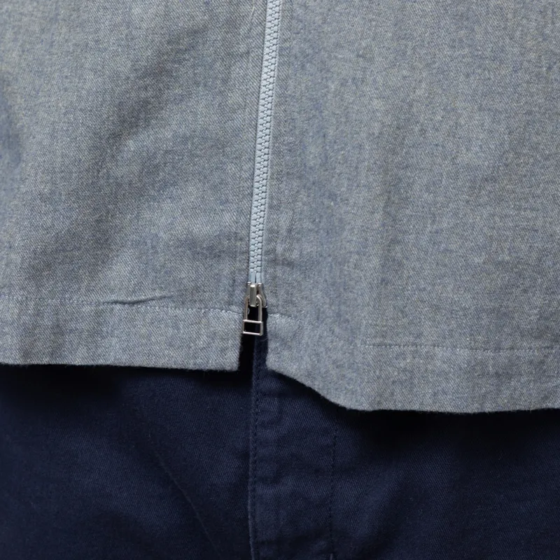 Universal Works Zip Shirt Navy Brushed Flannel-7