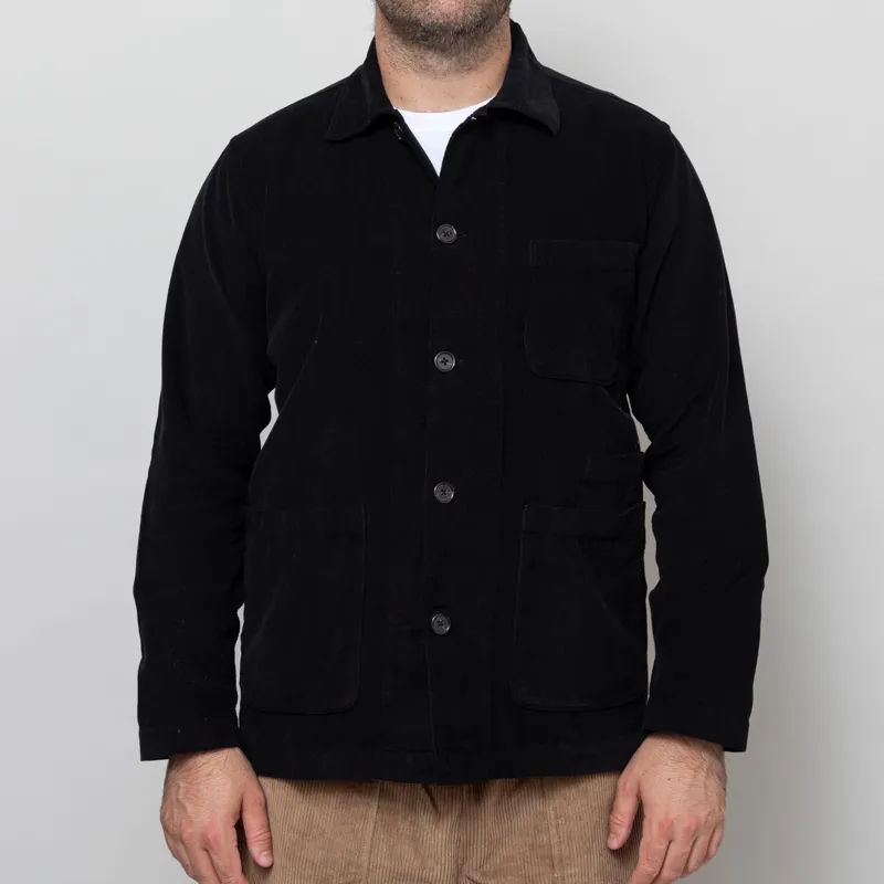 Universal Works Bakers Overshirt Work Black Organic Fine Cord