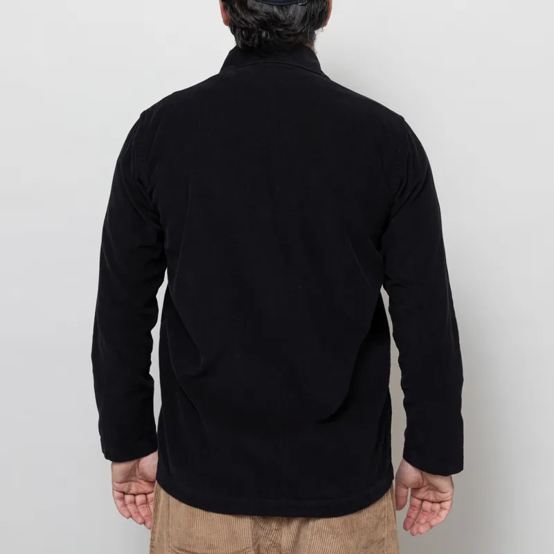 Universal Works Bakers Overshirt Work Black Organic Fine Cord-4