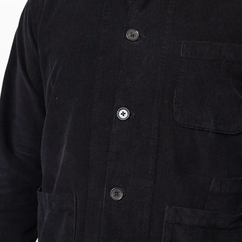 Universal Works Bakers Overshirt Work Black Organic Fine Cord-7