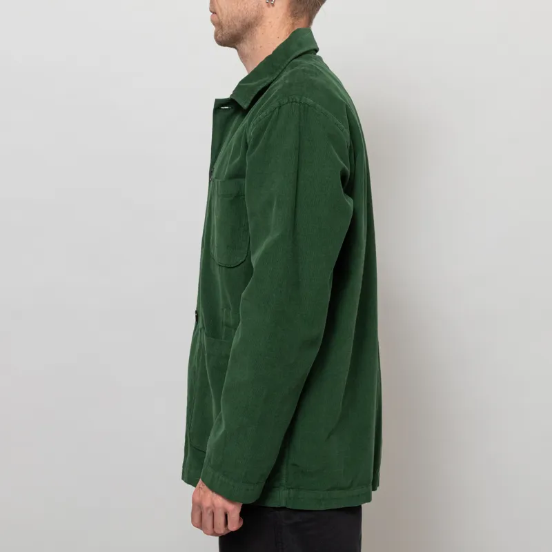 Universal Works Bakers Overshirt Work Green Organic Fine Cord-2
