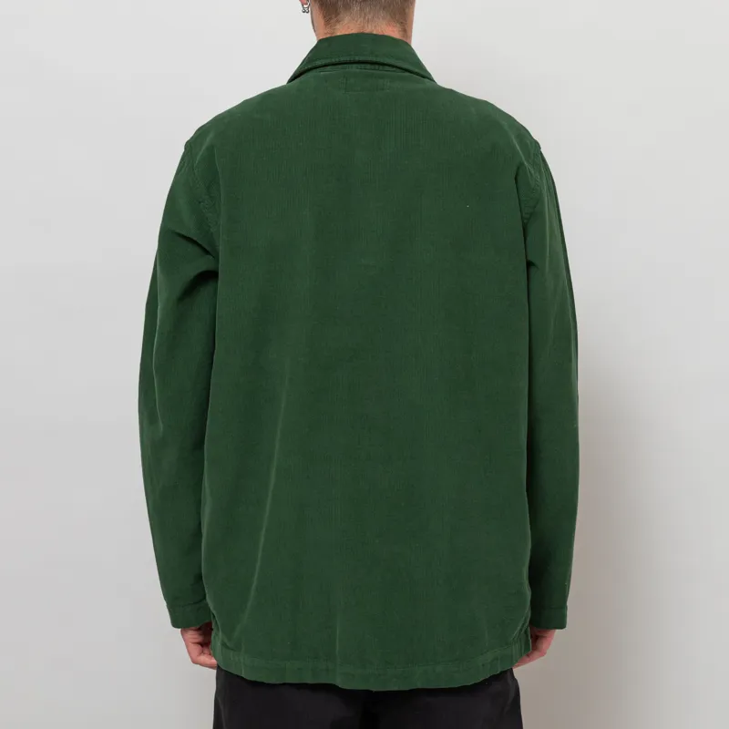 Universal Works Bakers Overshirt Work Green Organic Fine Cord-3