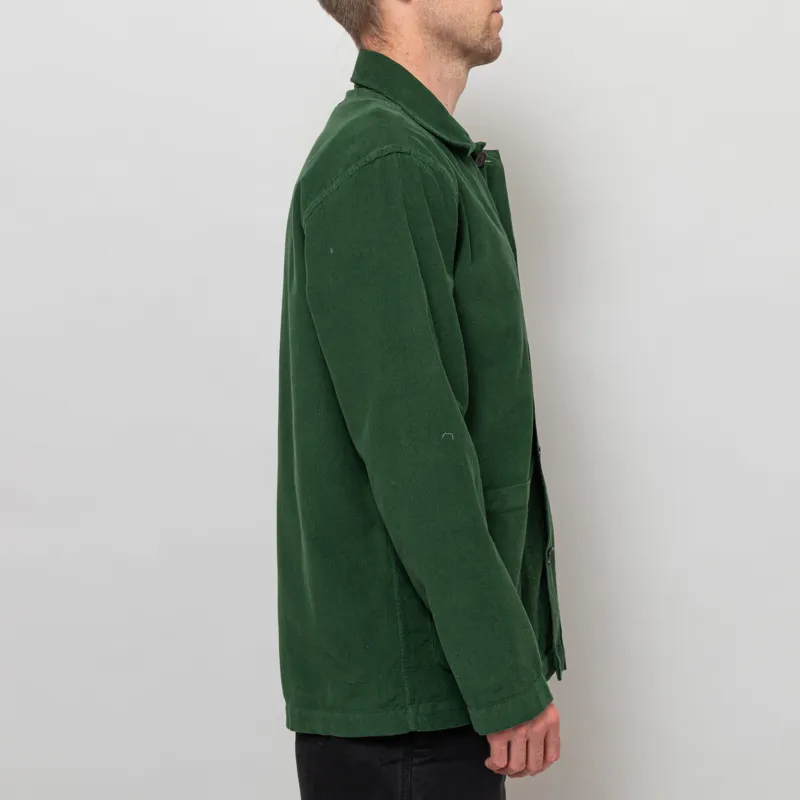 Universal Works Bakers Overshirt Work Green Organic Fine Cord-4