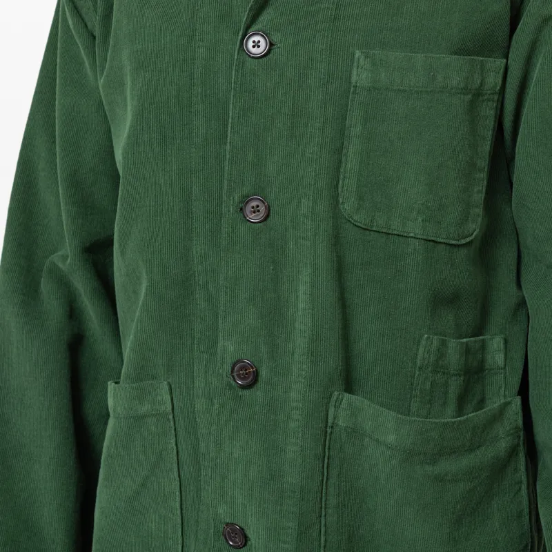 Universal Works Bakers Overshirt Work Green Organic Fine Cord-6