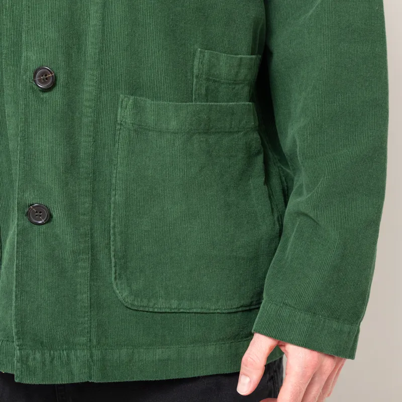 Universal Works Bakers Overshirt Work Green Organic Fine Cord-10