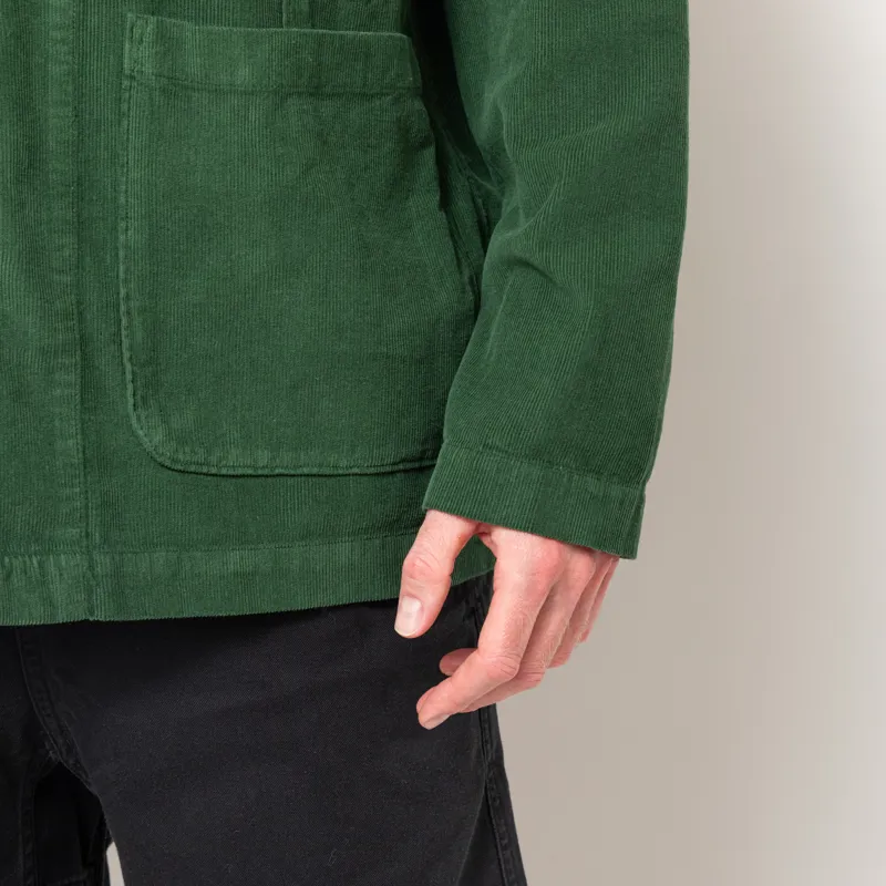 Universal Works Bakers Overshirt Work Green Organic Fine Cord-9