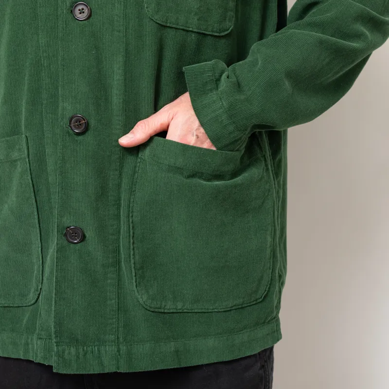 Universal Works Bakers Overshirt Work Green Organic Fine Cord-8