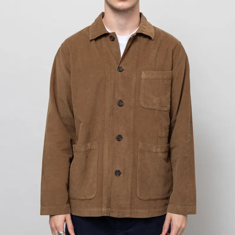 Universal Works Bakers Overshirt Khaki Organic Fine Cord