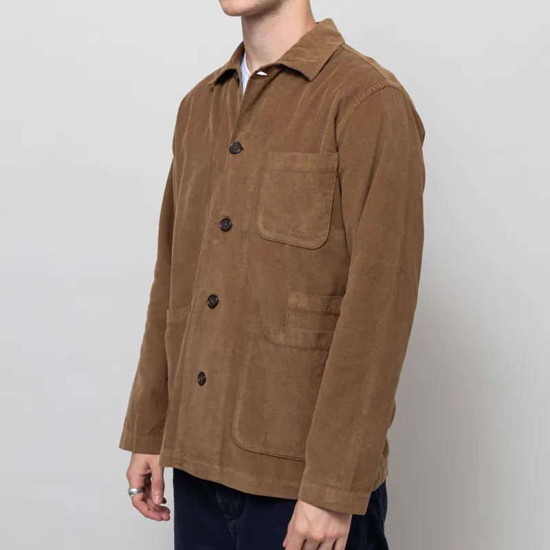 Universal Works Bakers Overshirt Khaki Organic Fine Cord-1