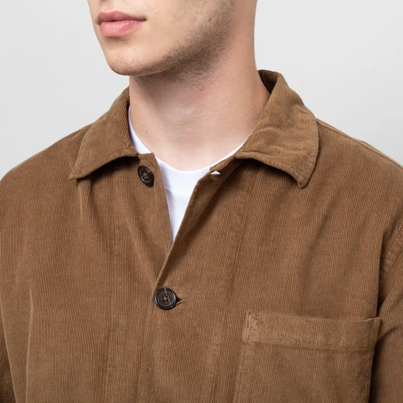 Universal Works Bakers Overshirt Khaki Organic Fine Cord-5