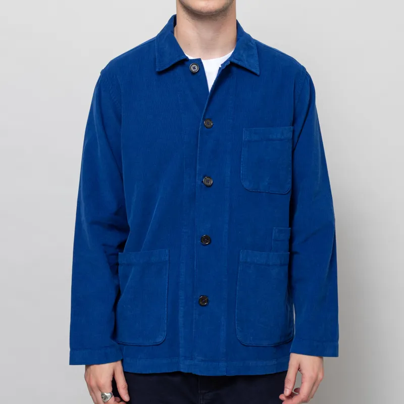 Universal Works Bakers Overshirt Work Blue Organic Fine Cord